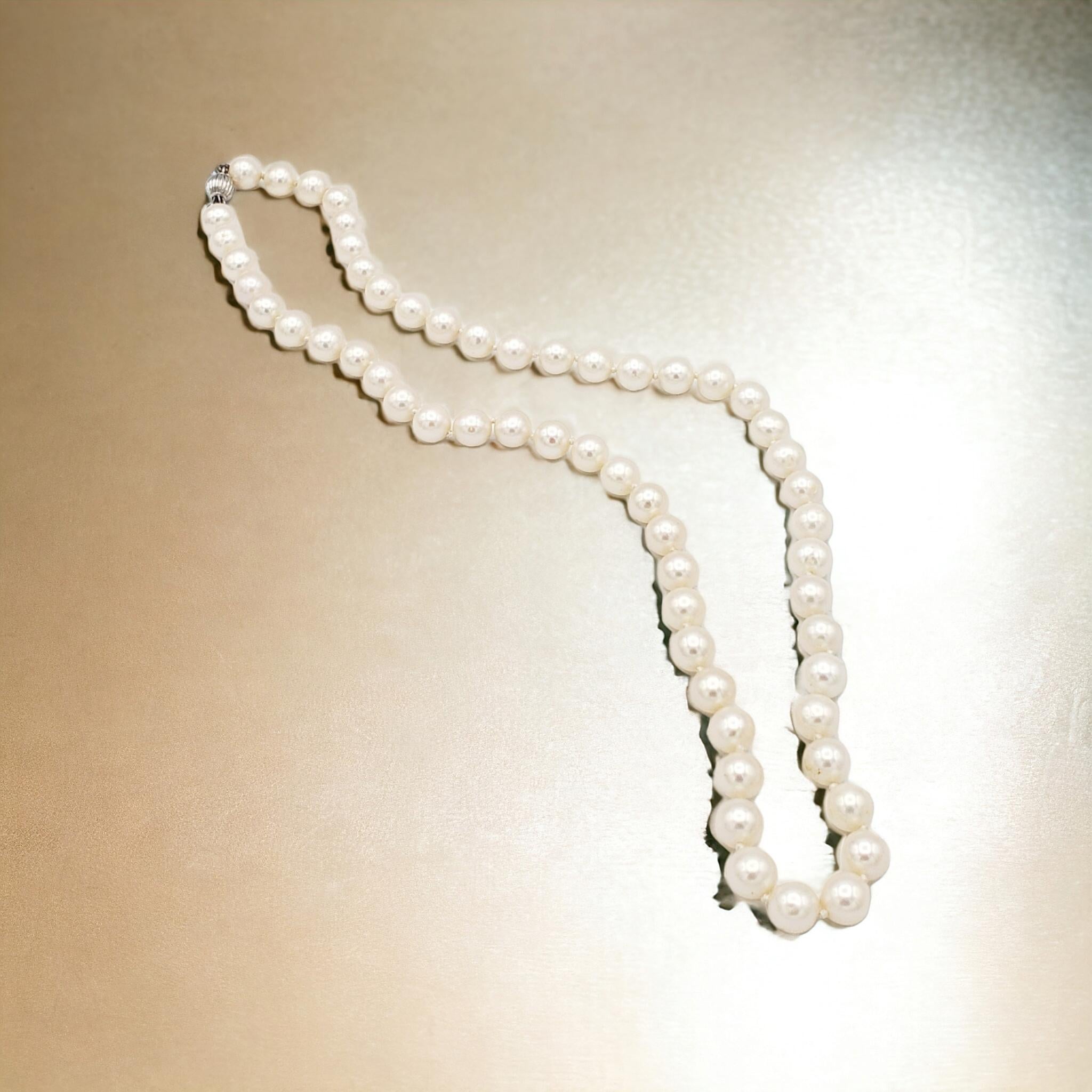 NEW Certified AA+ Quality Japanese Akoya Salt Water White Pearl Necklace For Sale 7