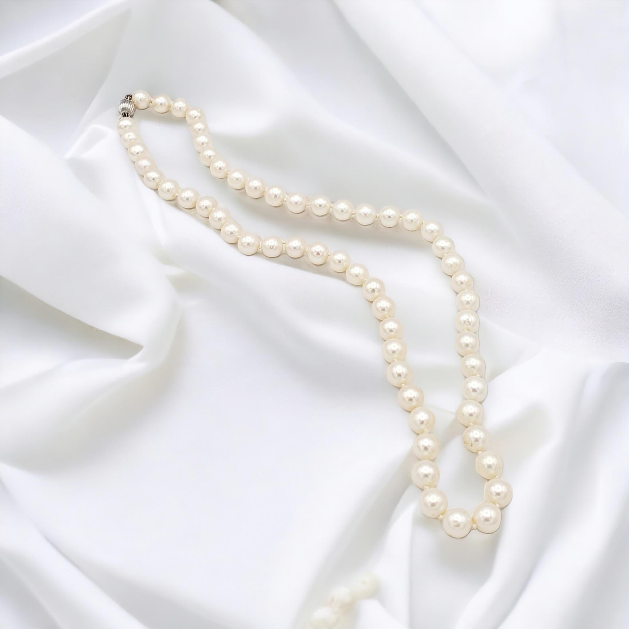 NEW Certified AA+ Quality Japanese Akoya Salt Water White Pearl Necklace For Sale 8