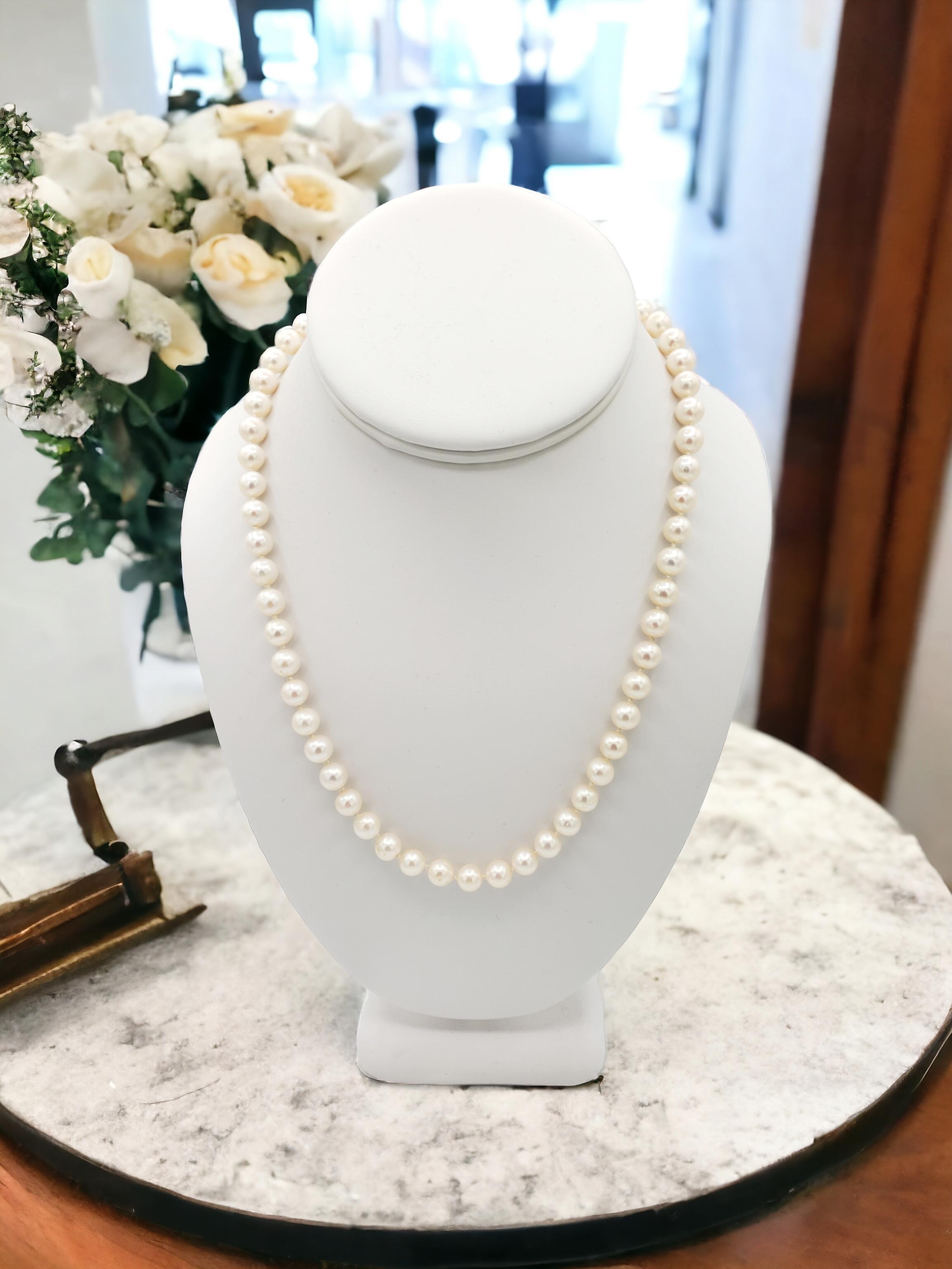 NEW Certified AA+ Quality Japanese Akoya Salt Water White Pearl Necklace For Sale 11