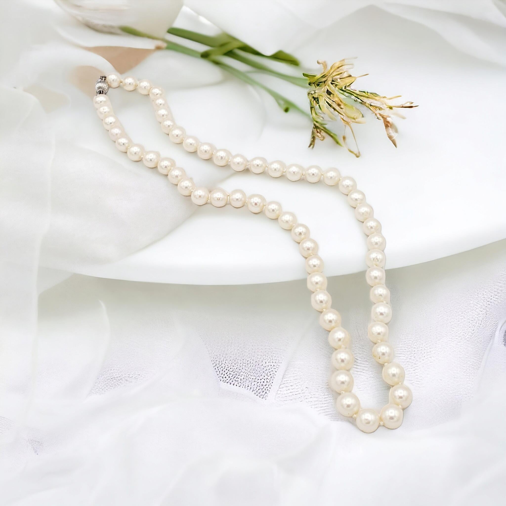 NEW Certified AA+ Quality Japanese Akoya Salt Water White Pearl Necklace For Sale 13
