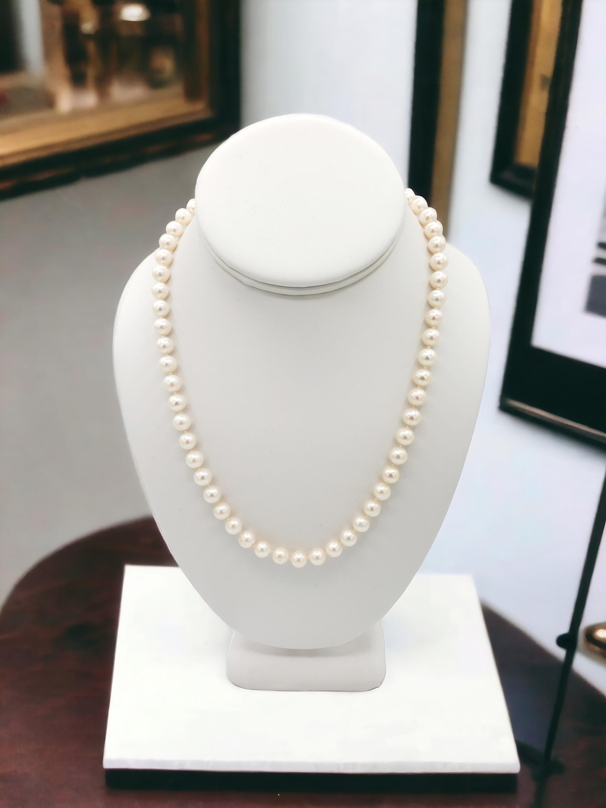 NEW Certified AA+ Quality Japanese Akoya Salt Water White Pearl Necklace For Sale 4