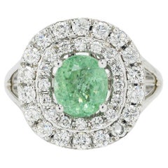 New Certified Paraiba Tourmaline Double Diamond Halo Engagement Ring or Cocktail