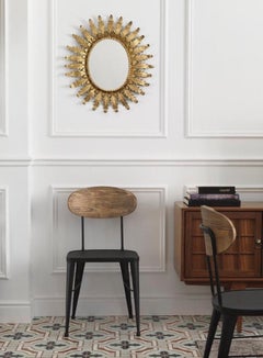 New Chair in Wrought Iron with Wooden Back, Indoor and Outdoor