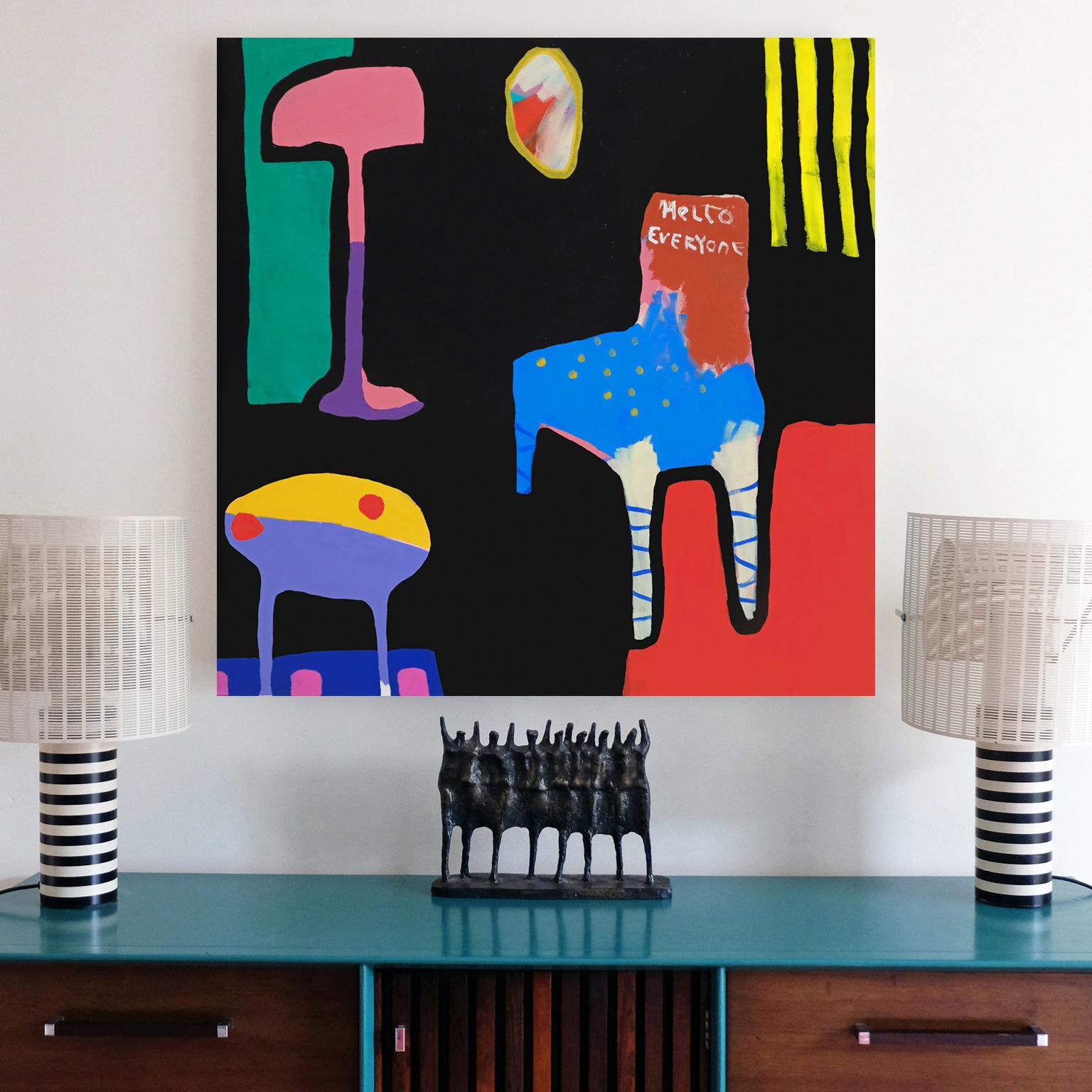 British 'New Chair' Still Life Abstract Painting by Alan Fears Pop Art