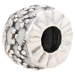 NEU, Chamilia, Kreis der Blüten, Charme - 925, geblümte hellblaue Emaille-Perlen NA-28B