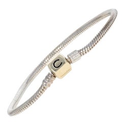 New Chamilia Gold Snap Bracelet, Silver and 14 Karat Yellow Gold Snake Chain