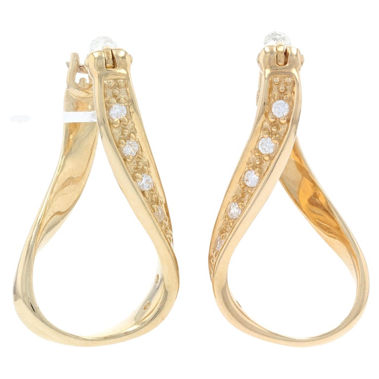 New Chamilia Infinity Earrings 14k Yellow Gold Swarovski Crystal Pierced  RE-3B For Sale at 1stDibs