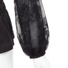 new CHANEL 13P 100% silk floral lace laye sleeves pleated jacket blouse FR36 S