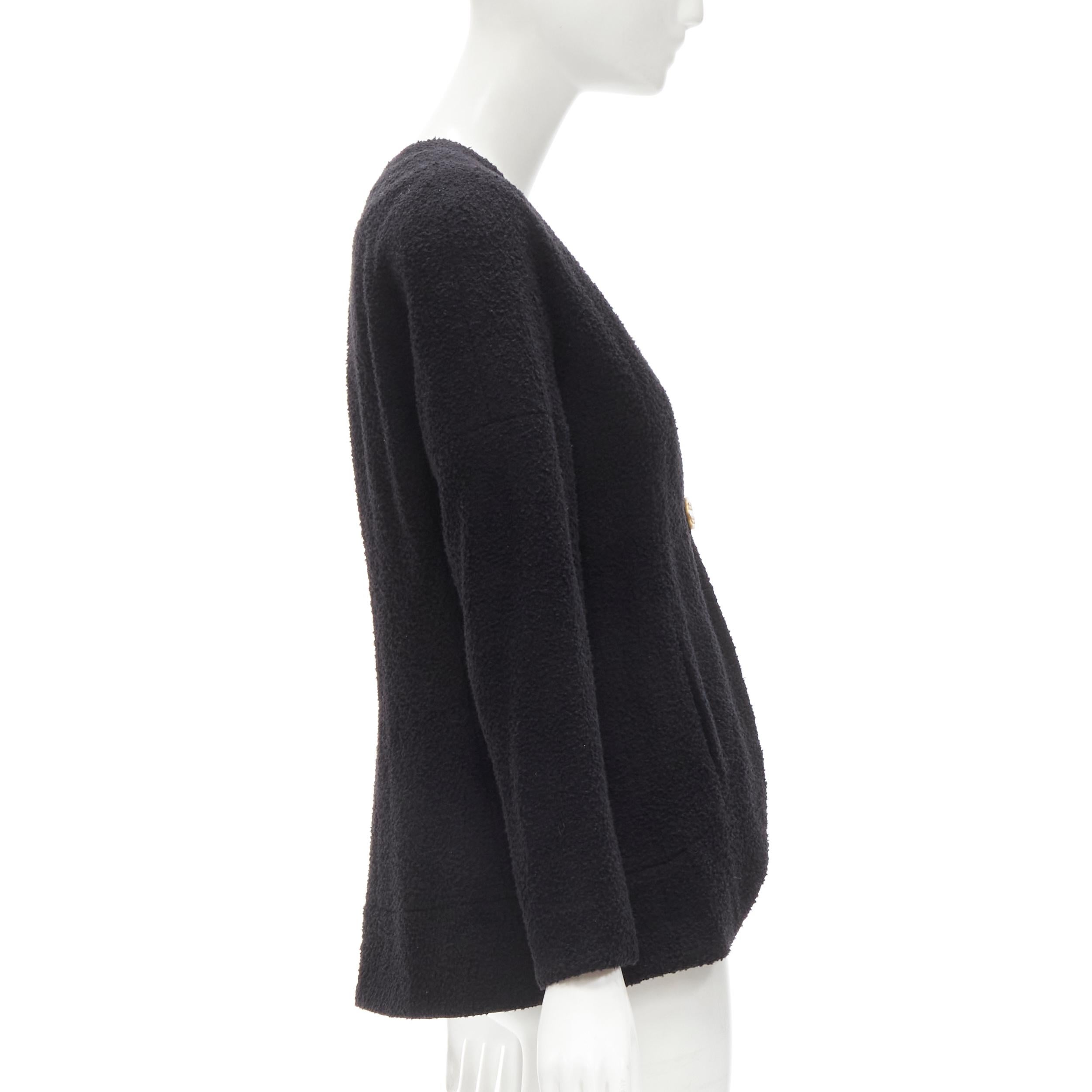 nouveau CHANEL 19A veste cocon en laine noire bouclée dorée à épaules rondes FR38 M Pour femmes en vente