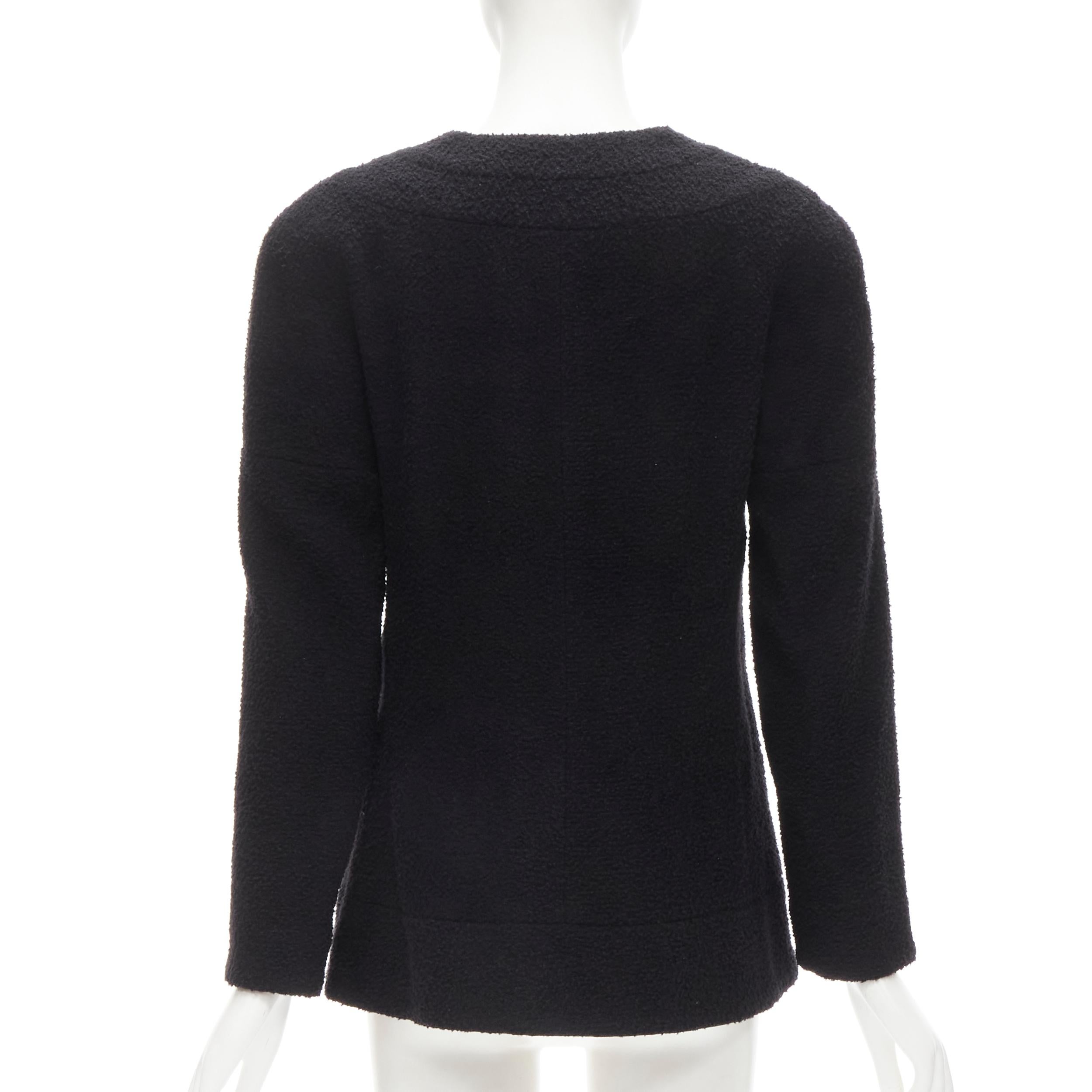 nouveau CHANEL 19A veste cocon en laine noire bouclée dorée à épaules rondes FR38 M en vente 1