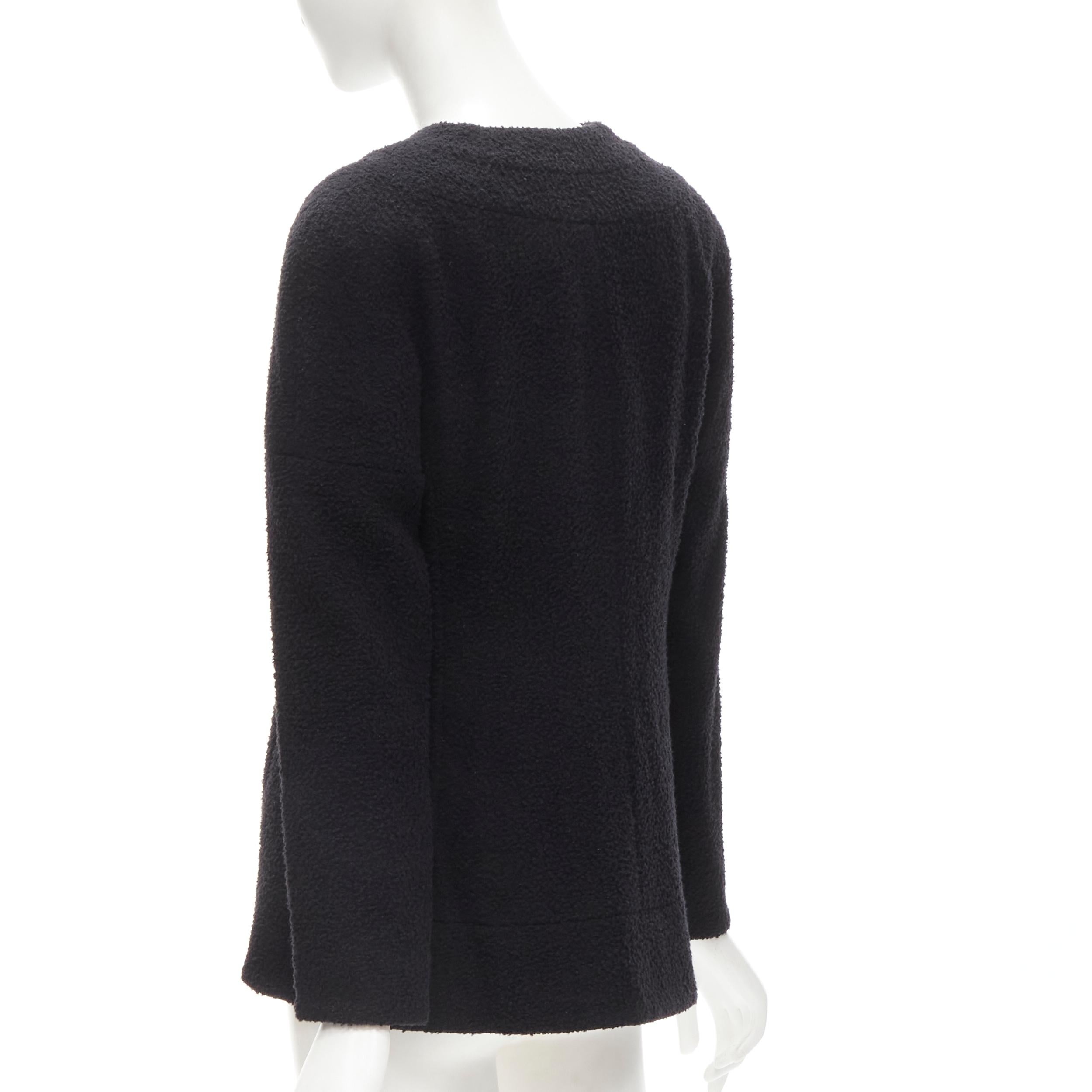 nouveau CHANEL 19A veste cocon en laine noire bouclée dorée à épaules rondes FR38 M en vente 2