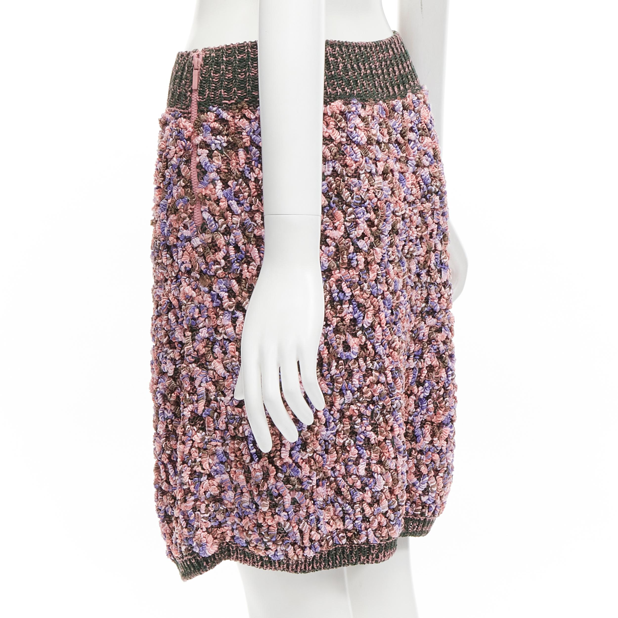 new CHANEL 2015 Runway Look 24 pink rope blossom boucle skirt FR40 L 2