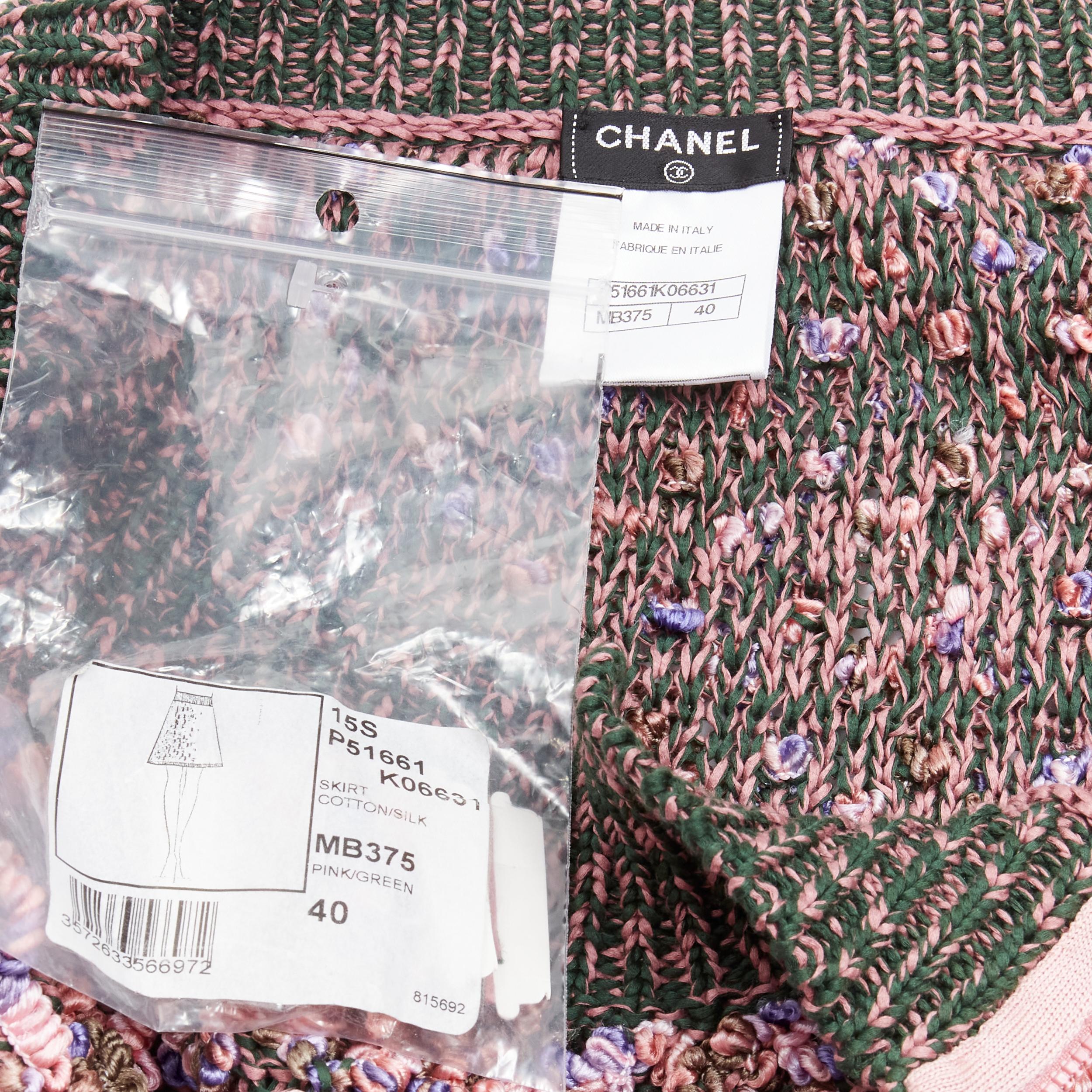 new CHANEL 2015 Runway Look 24 pink rope blossom boucle skirt FR40 L 5