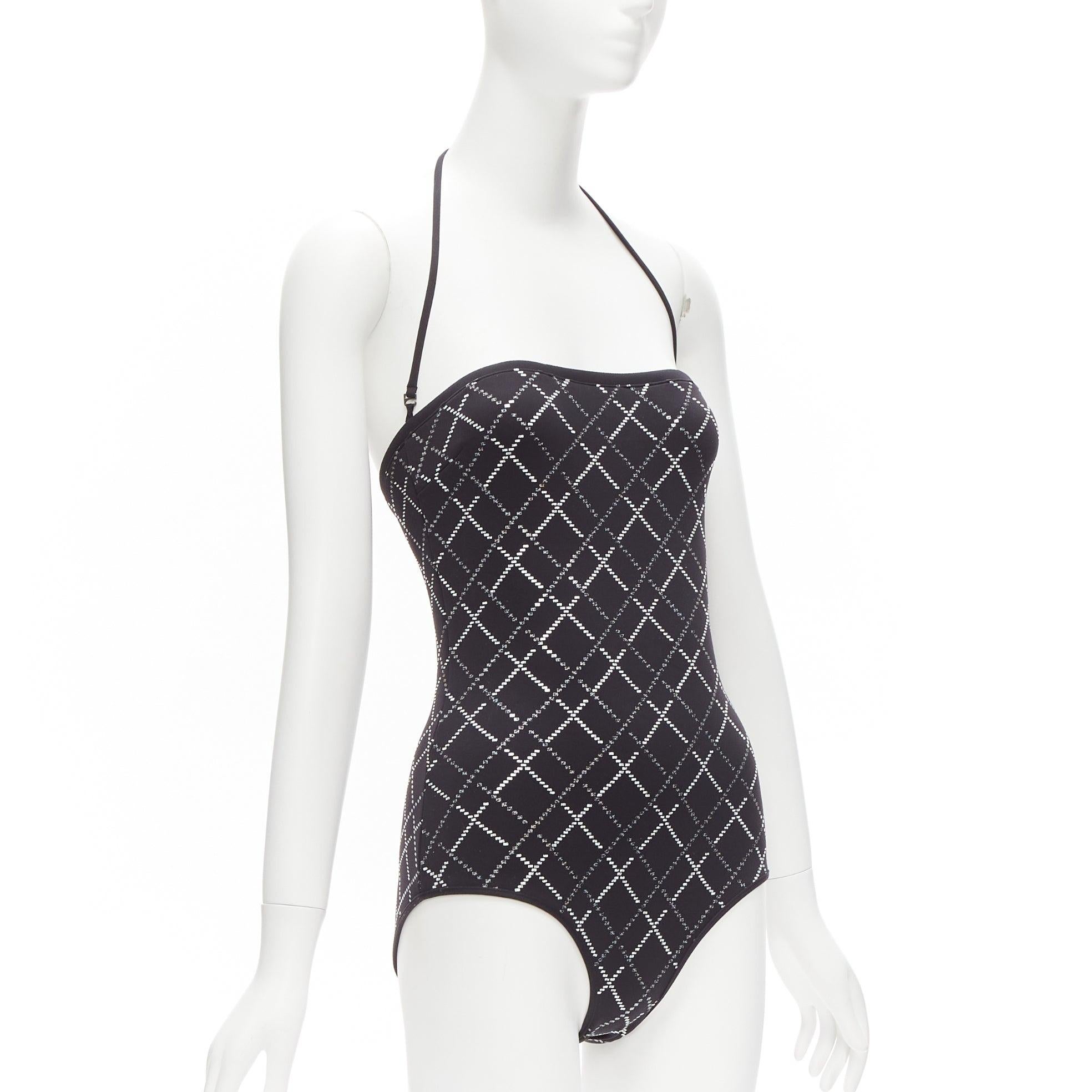 new CHANEL 20C black CC logo mosaic embellished halter swimsuit FR38 M In New Condition In Hong Kong, NT