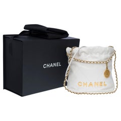 New Chanel 22 Mini quilted white leather shoulder bag, GHW