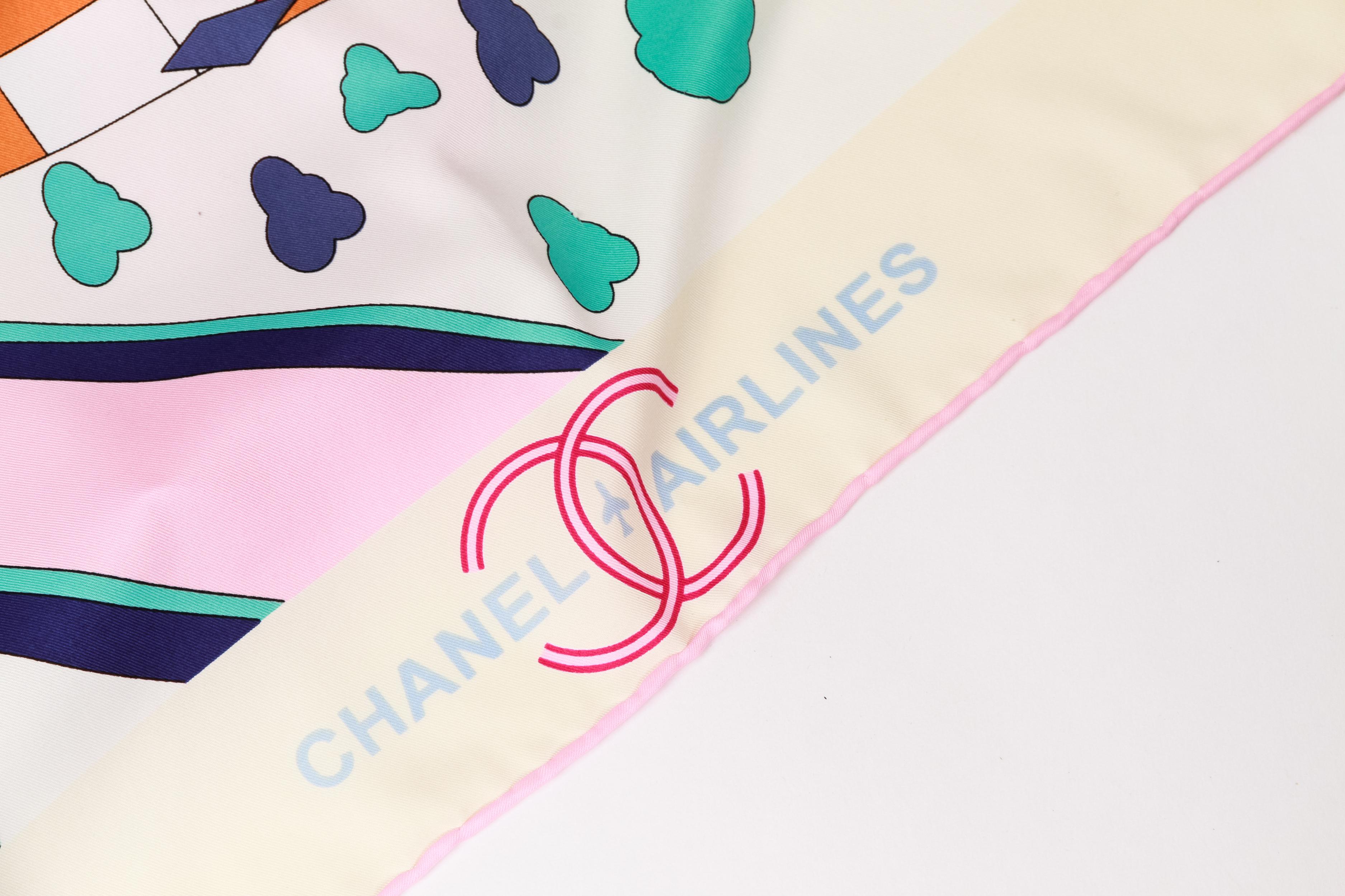 Beige New Chanel Airlines Oversize Silk Shawl