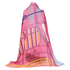 New Chanel Beach Hat Multicolor Red 52" Cashmere Silk Scarf Shawl