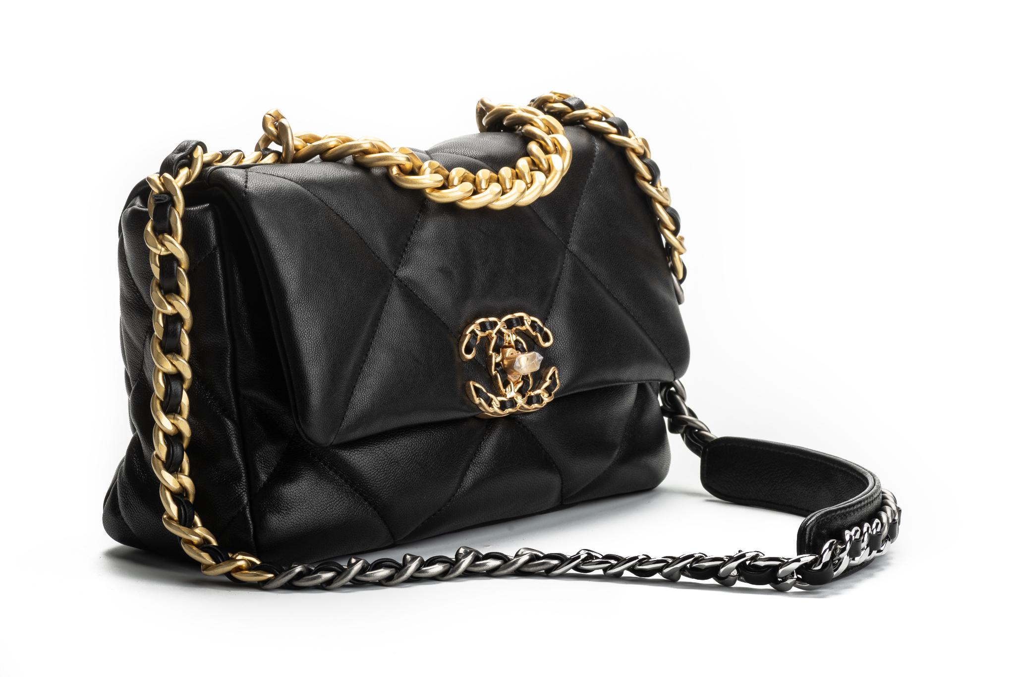 Neu Chanel Schwarz 19 Tasche Selten 6