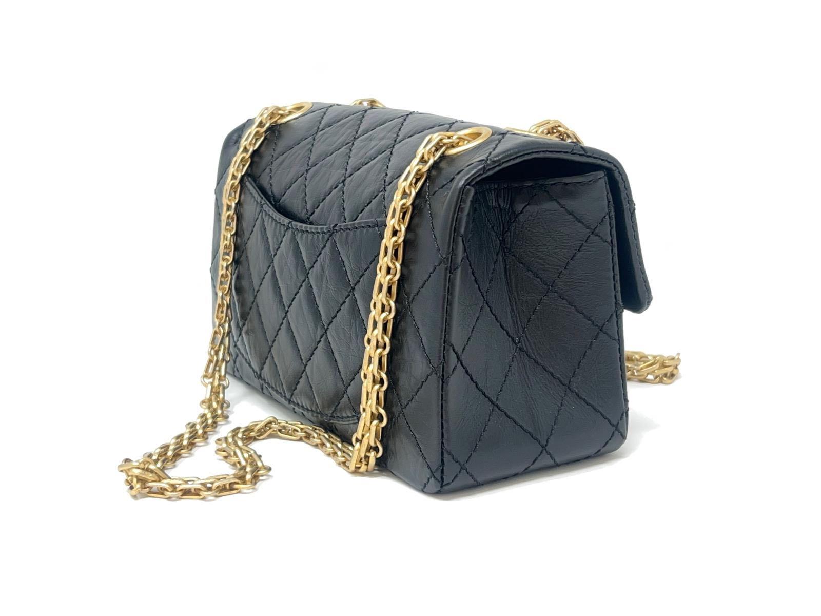 New Chanel Black 2.55 Reissue Quilted Aged Calfskin Leather Flap GHW 2014 11