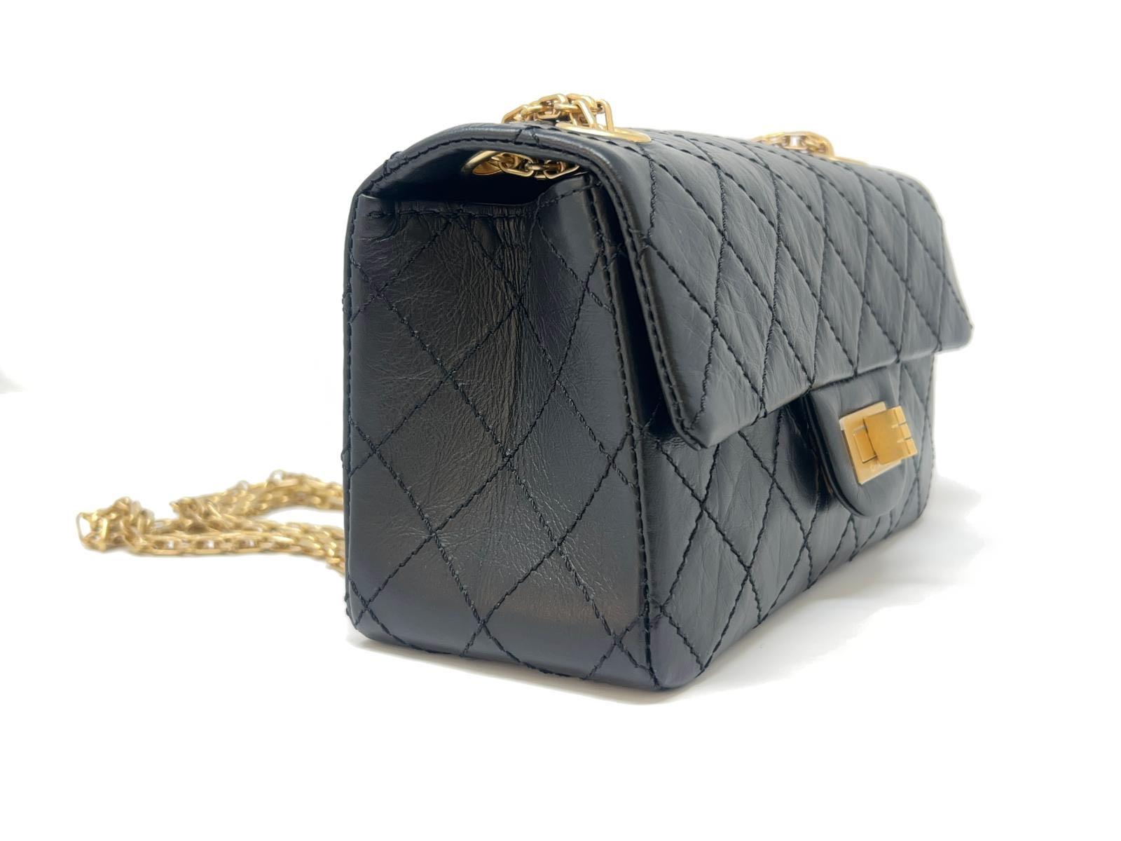 New Chanel Black 2.55 Reissue Quilted Aged Calfskin Leather Flap GHW 2014 4