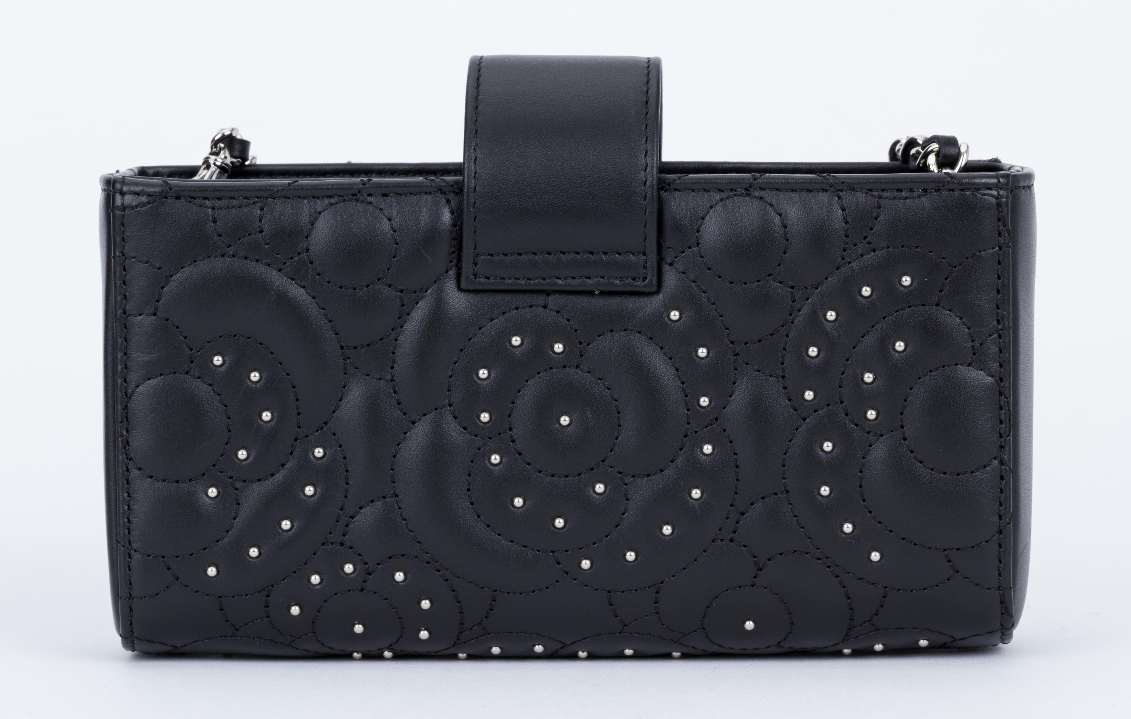 New Chanel Black Camellia Stud Crossbody Bag In New Condition In West Hollywood, CA