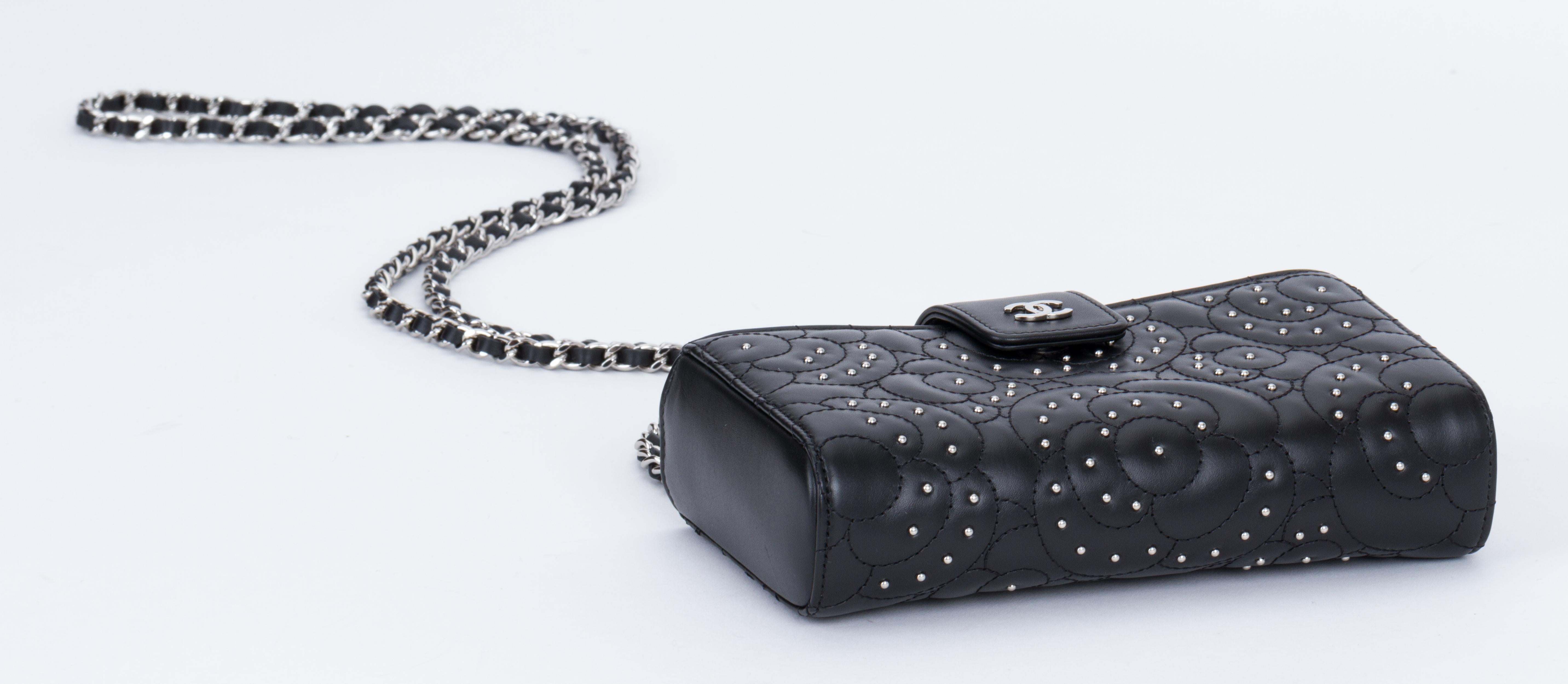 New Chanel Black Camellia Stud Crossbody Bag 1