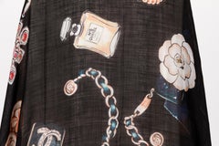 New Chanel Black Cashmere Icons XL shawl 74"