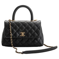 New Chanel Black Caviar Coco Top Handle Bag