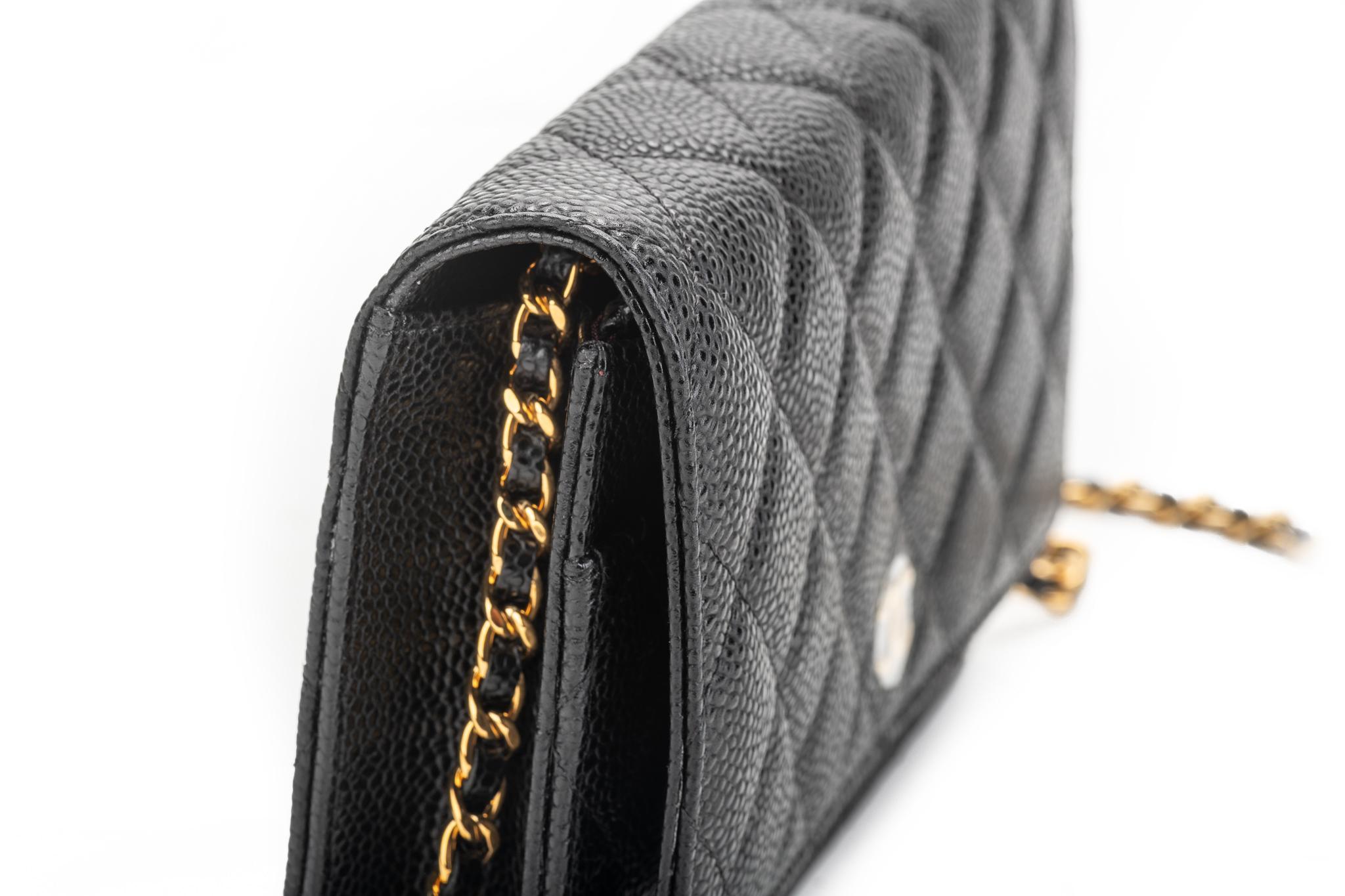 New Chanel Black Caviar Gold Cross Body Chain Bag 1