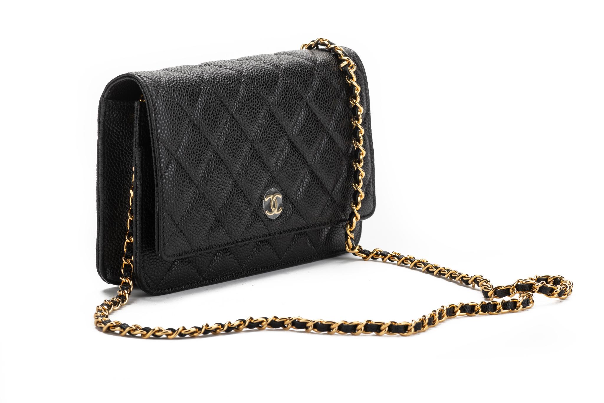 New Chanel Black Caviar Gold Cross Body Chain Bag 2