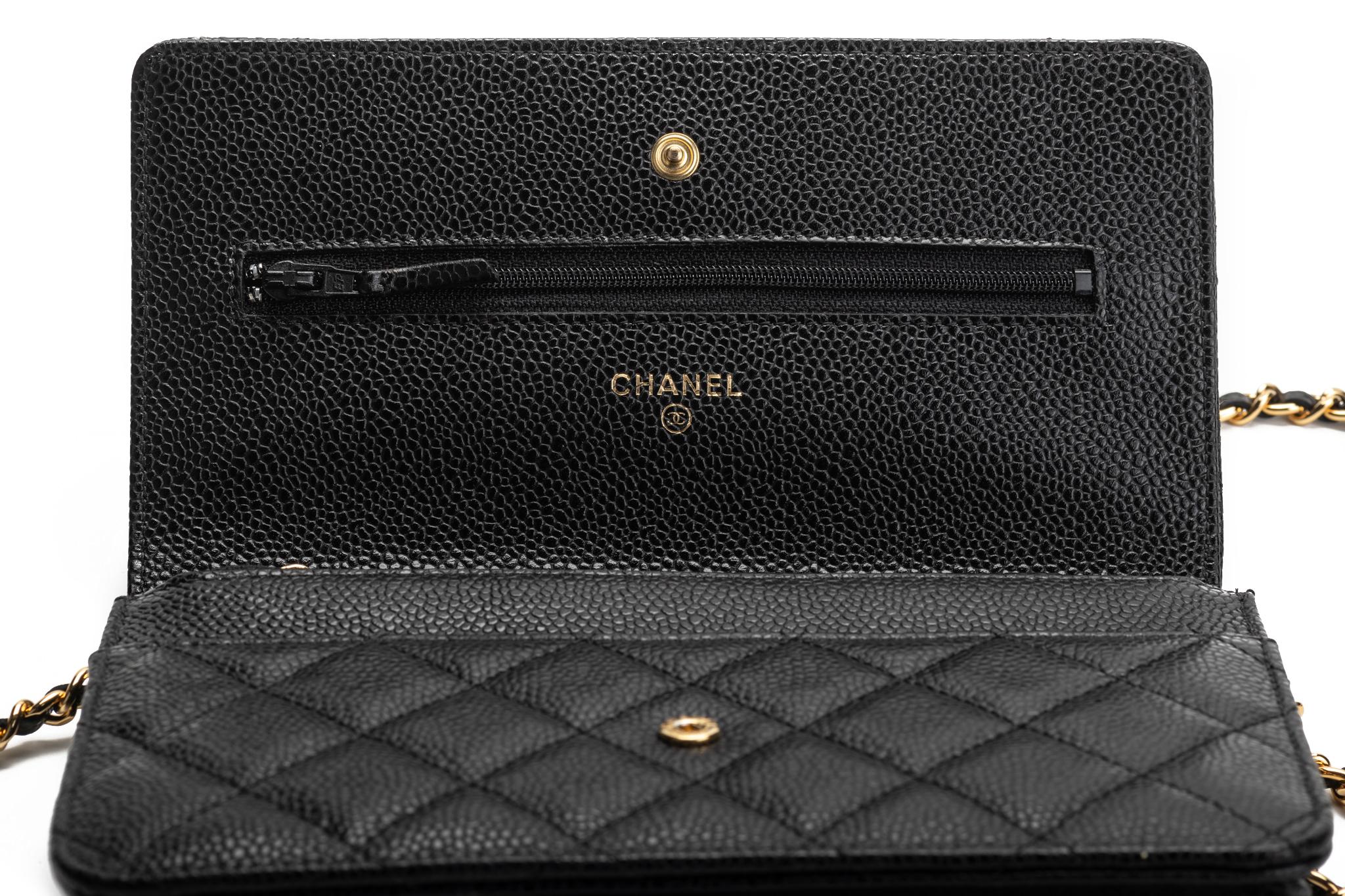 New Chanel Black Caviar Gold Cross Body Chain Bag 3