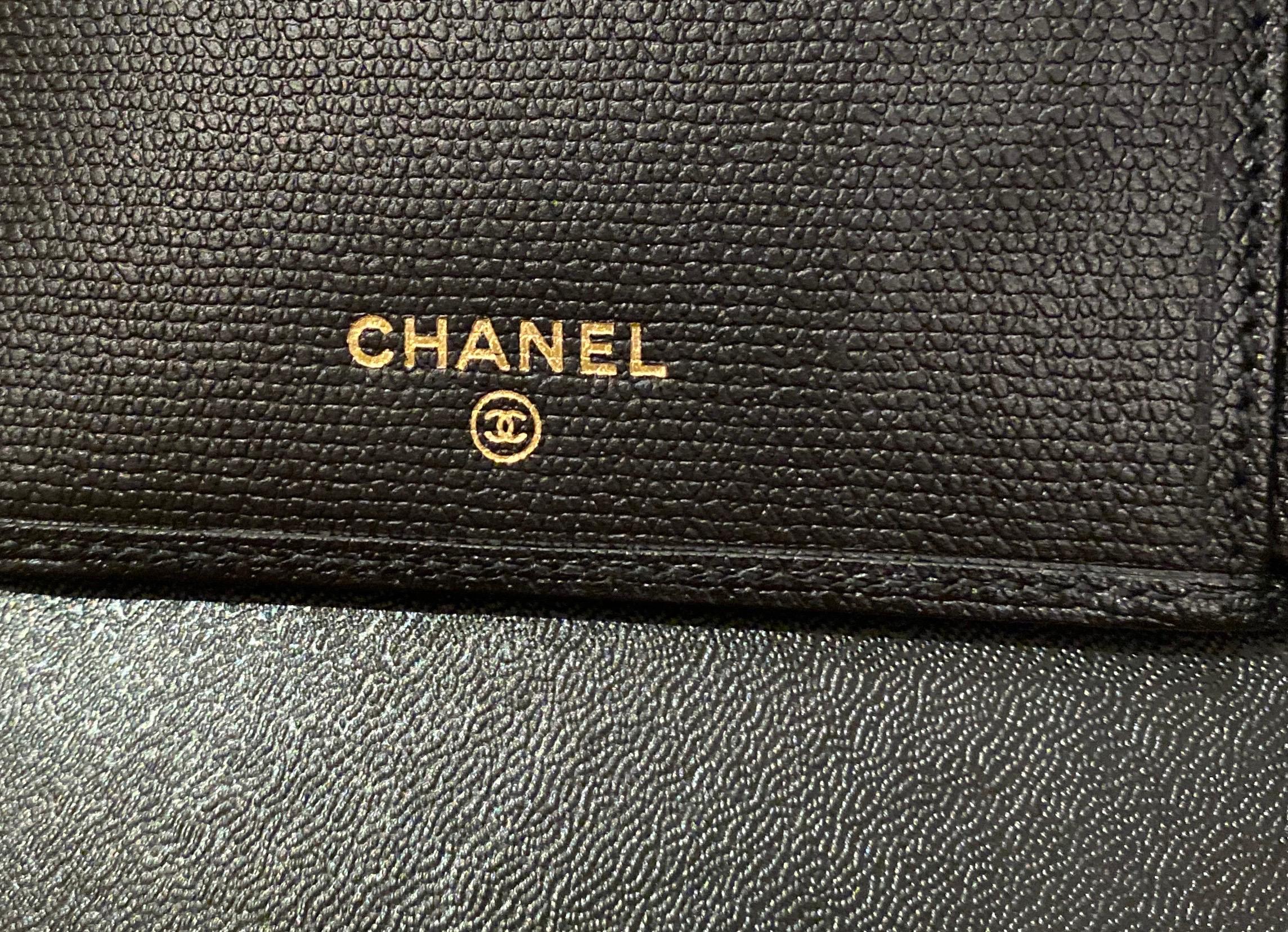 NEW Chanel Black CC Logo Flap Wallet - Full Set with Box & Card For Sale 2