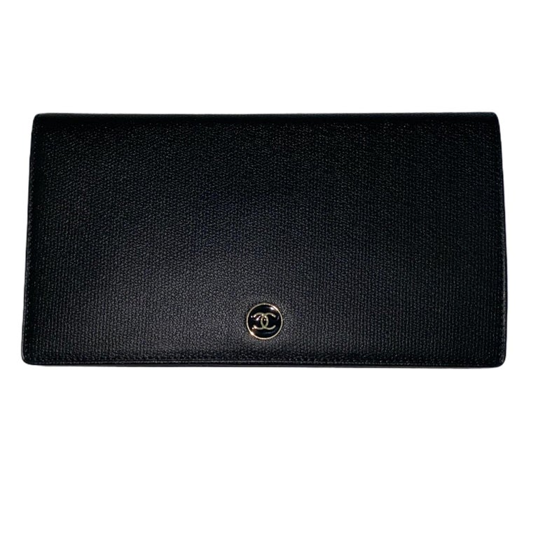 NEW Chanel Black CC Logo Long Flap Wallet - Full Set at 1stDibs