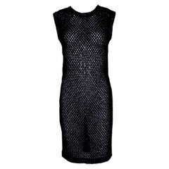 NEW Chanel Black Crochet Knit Black Dress 