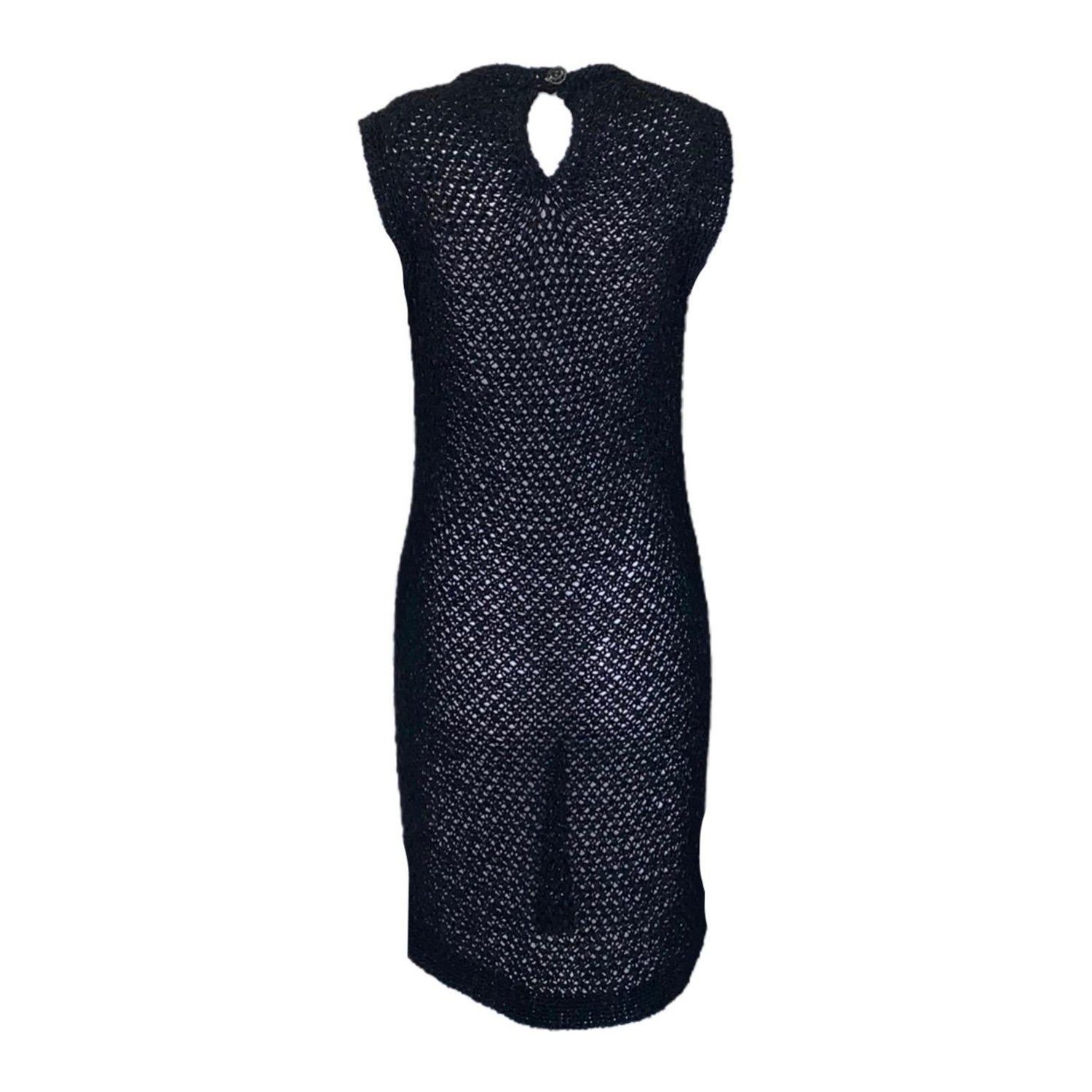 NEU Chanel Schwarzes gewebtes Kleid aus Häkelstrick im Angebot bei 1stDibs