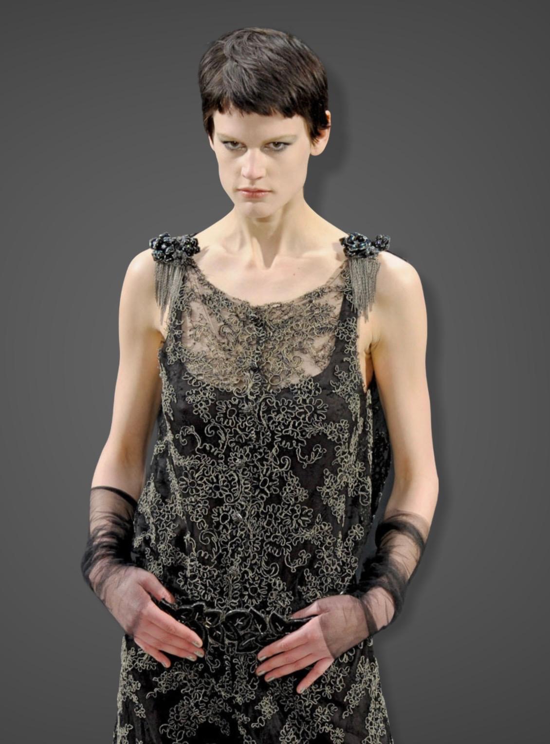 NEW Chanel Black Lace Embroidery Evening Jumpsuit Overall 40 For Sale 3