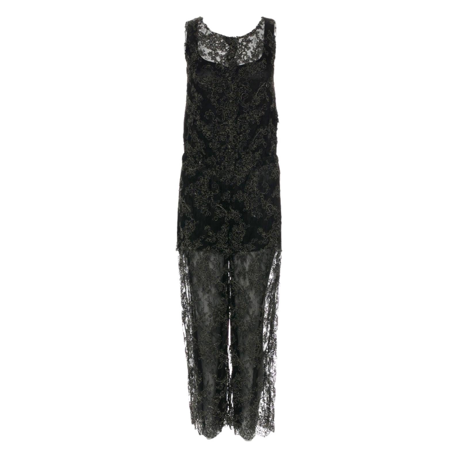 NEW Chanel Black Lace Embroidery Evening Jumpsuit Overall 40
