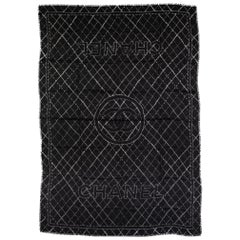 Nuovo scialle Chanel in cashmere bianco e nero