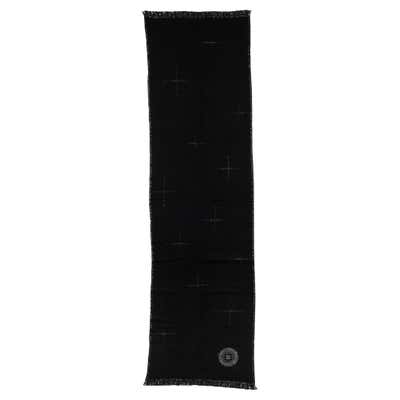 New Chanel Black Symbols Iconic Logo Cashmere Shawl For Sale at 1stDibs