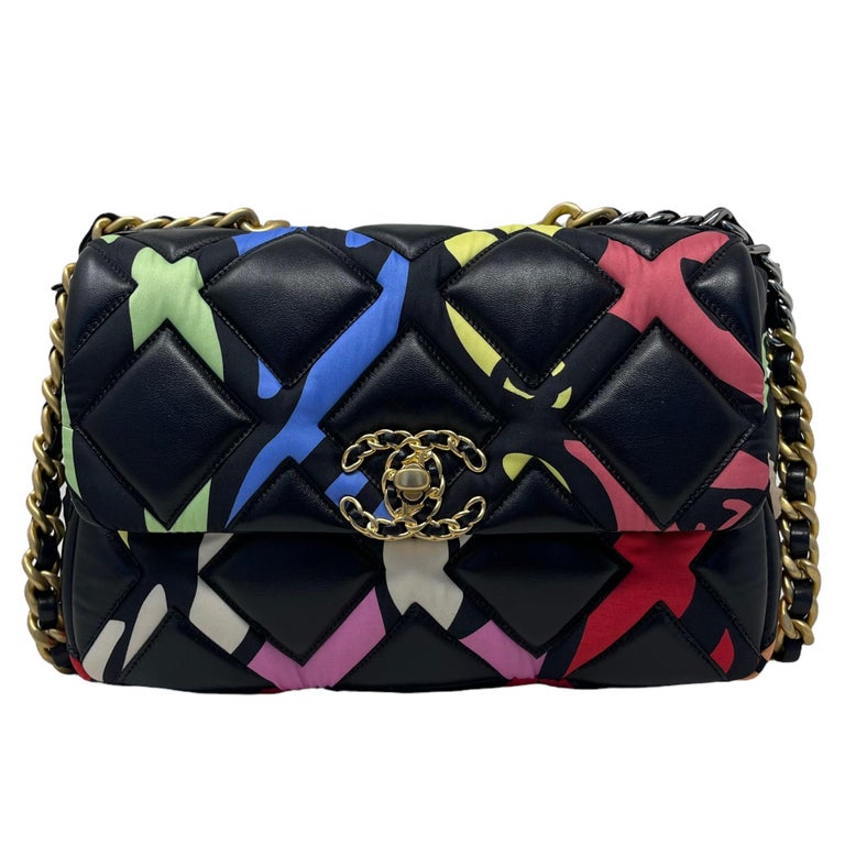 NEW Chanel Black Multicolor Small 22S Lambskin Chanel 19 Flap Crossbody Bag  For Sale at 1stDibs