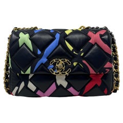 NEW Chanel Black Multicolor Small 22S Lambskin Chanel 19 Flap Crossbody Bag