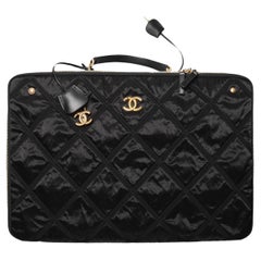 NEW Chanel Black Nylon Large Travel Bag Gold-Tone Hardware Tote Duffle Bag 2022