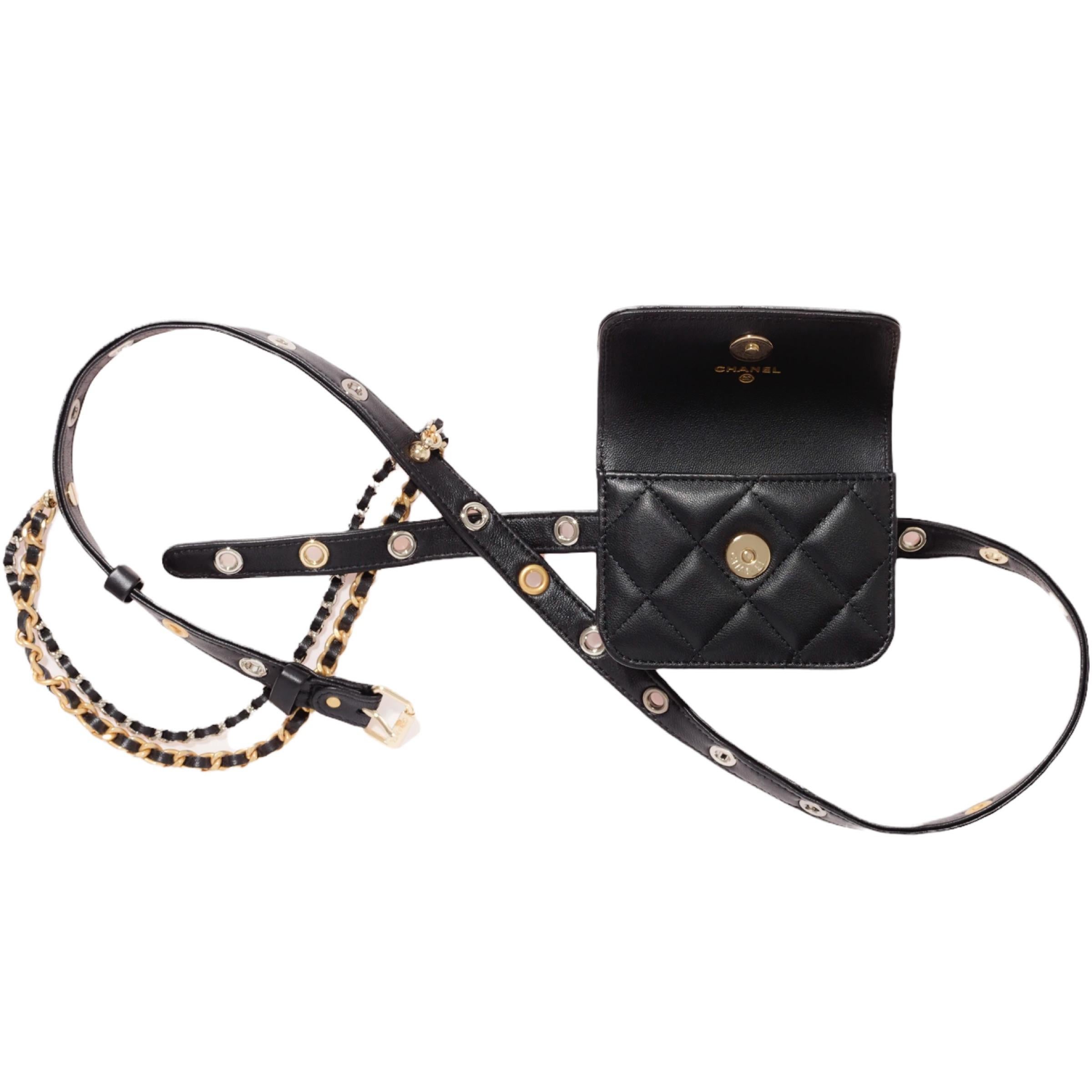 NEW Chanel Black Quilted Leather Waist Bag Belt Bag For Sale 6