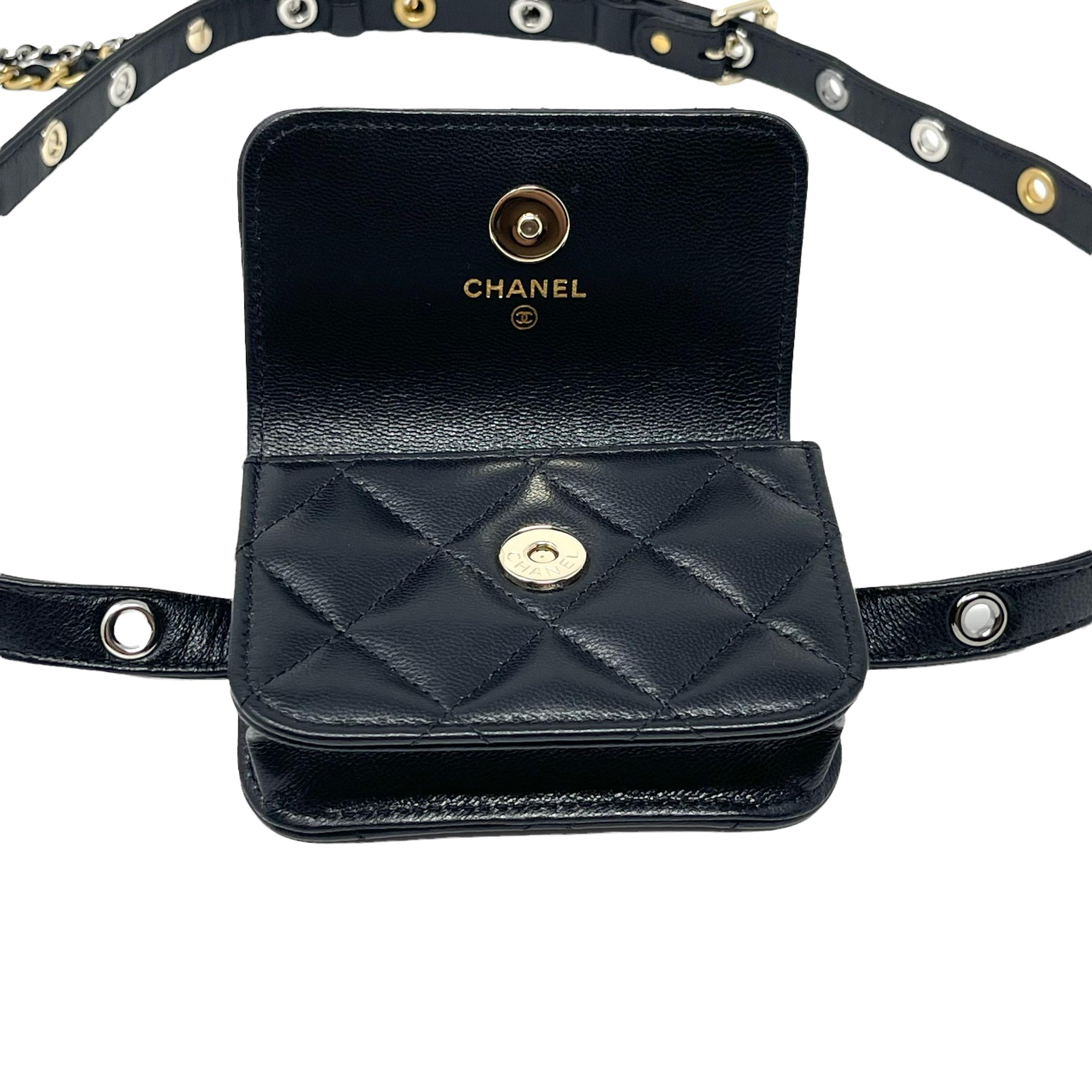 NEW Chanel Black Quilted Leather Waist Bag Belt Bag For Sale 9