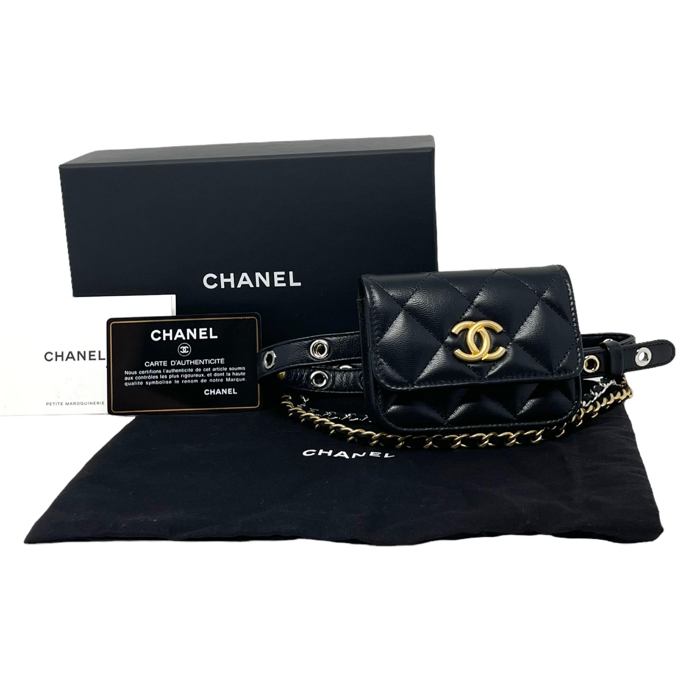 NEW Chanel Black Quilted Leather Waist Bag Belt Bag For Sale 12
