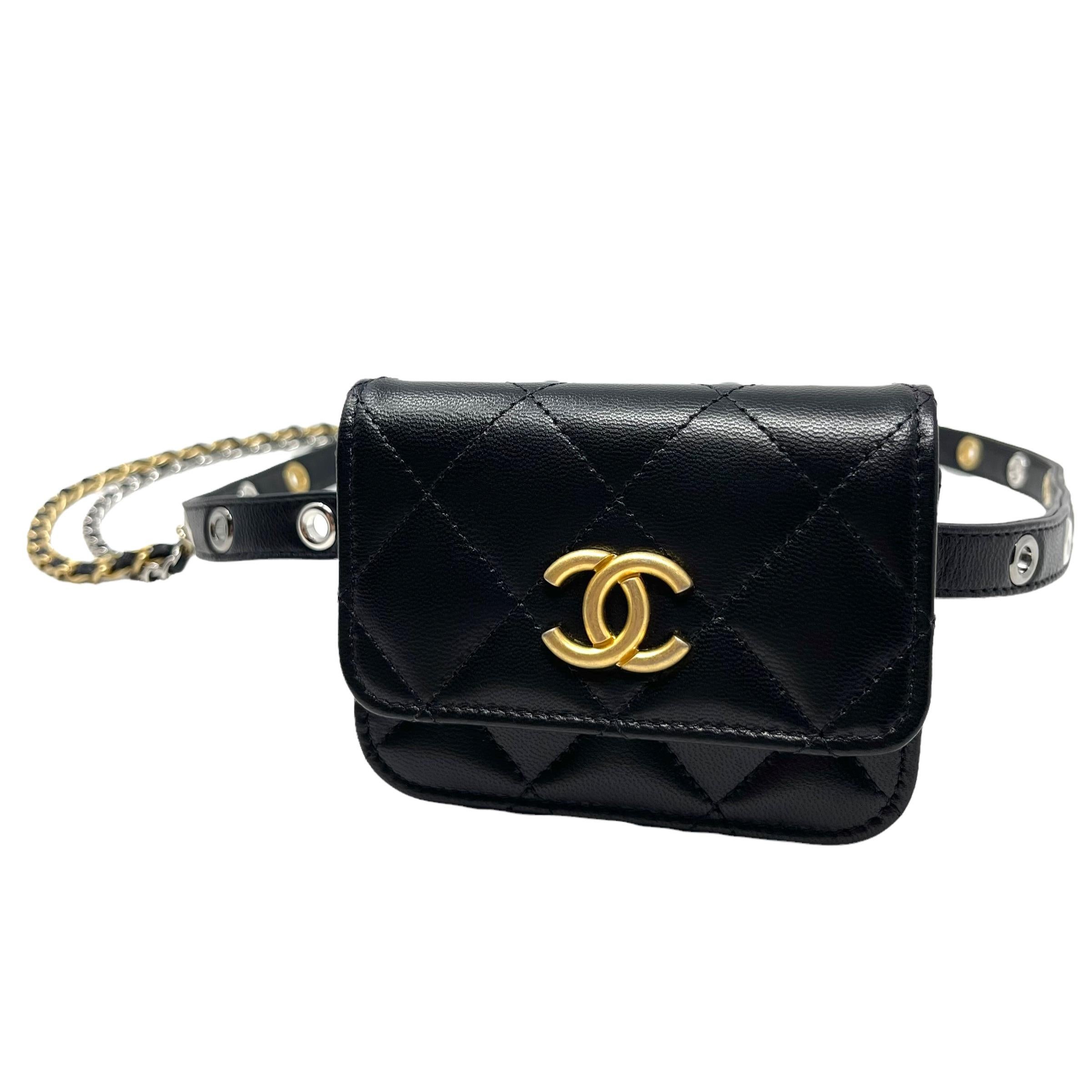 Women's NEW Chanel Black Quilted Leather Waist Bag Belt Bag For Sale