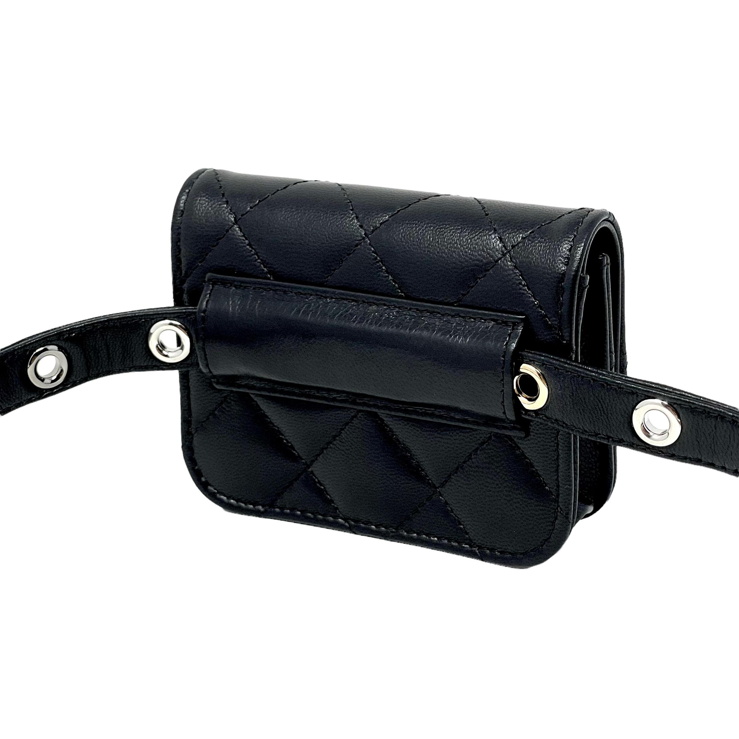 NEW Chanel Black Quilted Leather Waist Bag Belt Bag For Sale 1