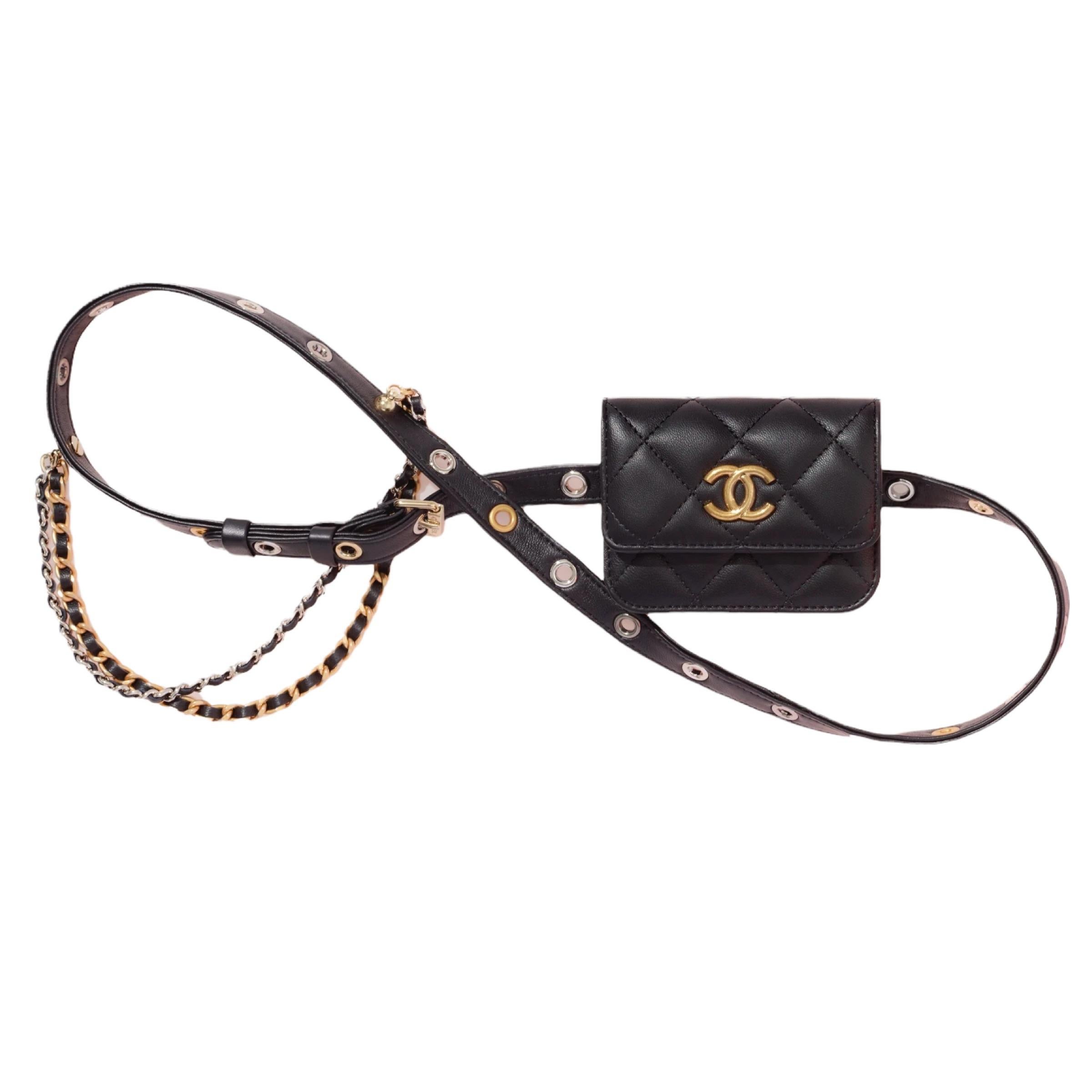 NEW Chanel Black Quilted Leather Waist Bag Belt Bag For Sale 4