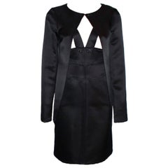 NEW Chanel Black Silk Dress Jewelled Buttons & Jacket Coat Suit Ensemble Outfit