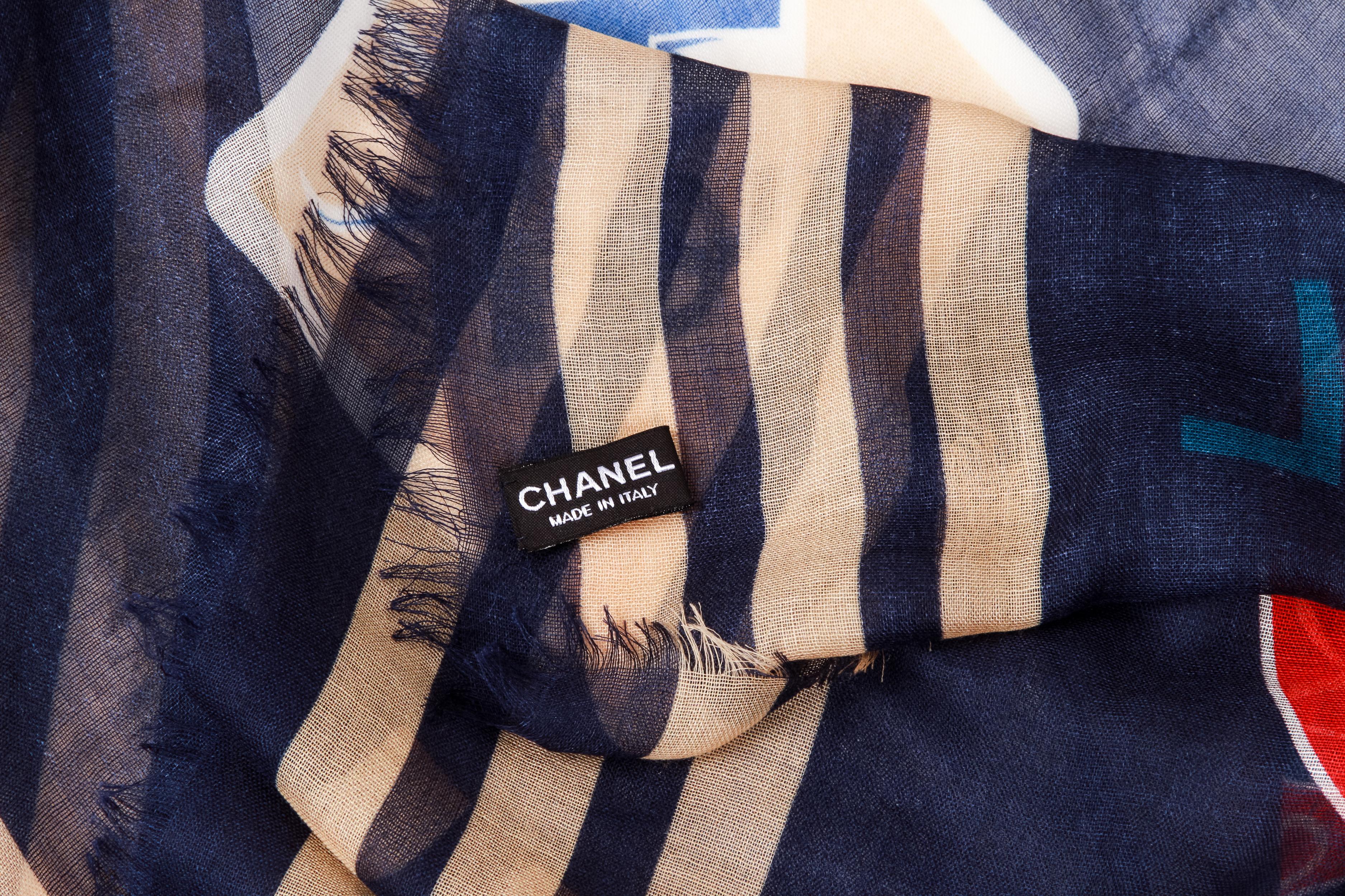 Women's New Chanel Black Snowflake Print Silk Cashmere 54